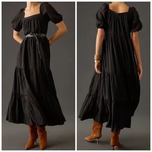 NWOT Anthropologie Tiered Puff Sleeve Maxi Dress XXS